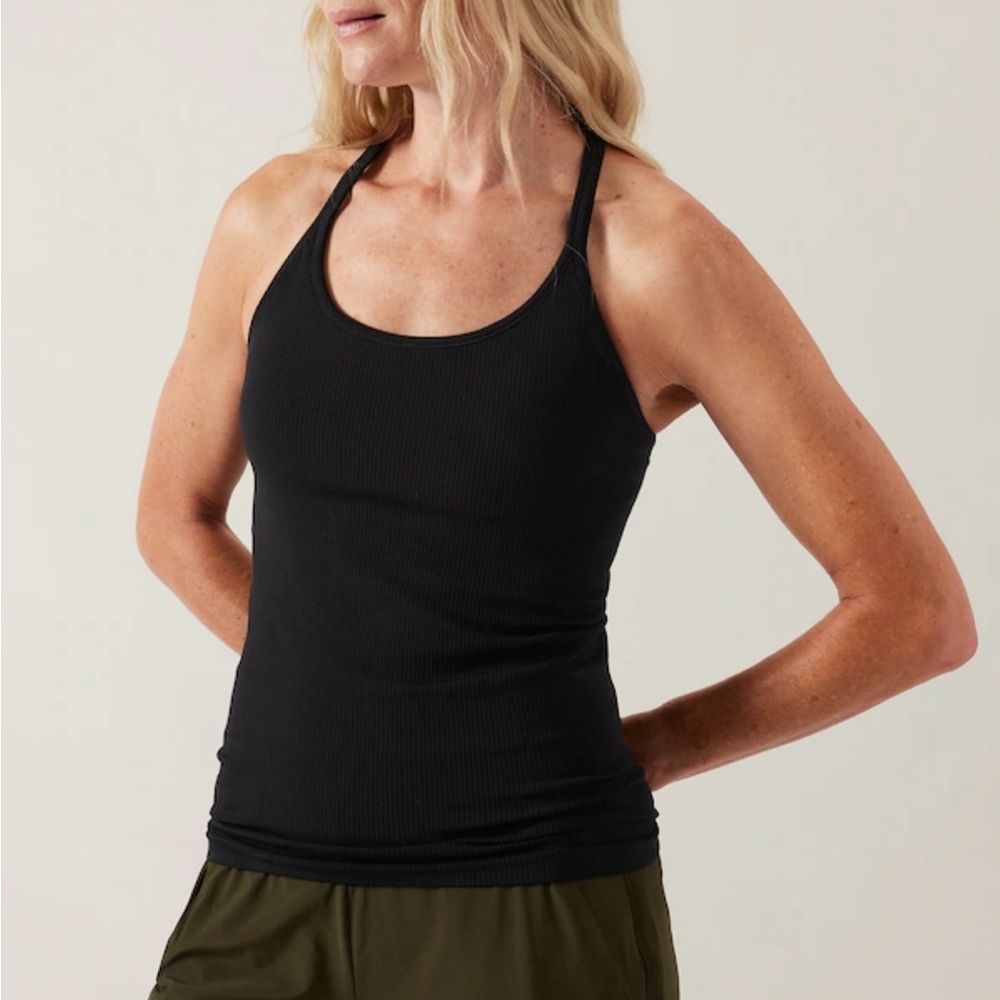 Athleta Black Renew Support Tank Top Small Racerback Ribbed